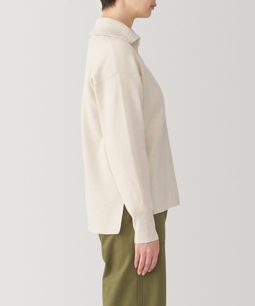 無印良品(ムジルシリョウヒン)の「婦人 洗えるミラノリブ編みハーフジップセーター(ニット/セーター・レディース・ブラック/サックスブルー/ホワイト系/オフホワイト/ネイビー系/ダークグレー・S/M/L/XL)」の8枚目の写真