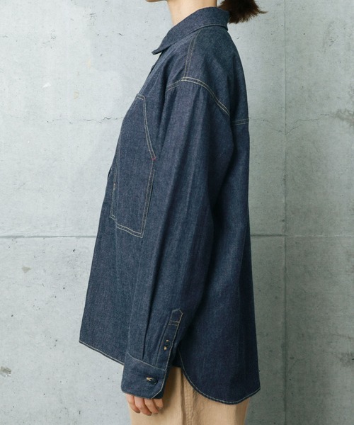 PAR ICI（パーリッシィ）の「ライトオンスデニム ワークシャツ（シャツ/ブラウス・レディース・ブルー/ネイビー・FREE）」の3枚目の写真