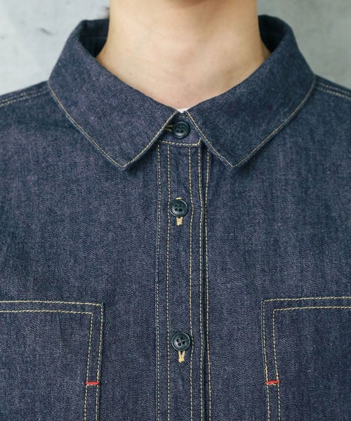 PAR ICI（パーリッシィ）の「ライトオンスデニム ワークシャツ（シャツ/ブラウス・レディース・ブルー/ネイビー・FREE）」の5枚目の写真