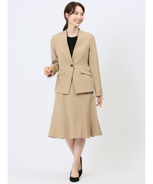 m.f.エディトリアル レディース ストレッチ ウォッシャブル Aラインスカート キャメル(セットアップ可能)（スーツスカート）｜m.f.editorial（エムエフエディトリアル）
