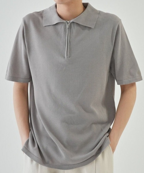 セール】ハーフジップ ニットポロ 半袖（ポロシャツ）｜Bargiee