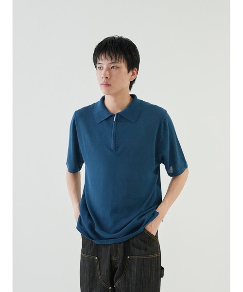 セール】ハーフジップ ニットポロ 半袖（ポロシャツ）｜Bargiee