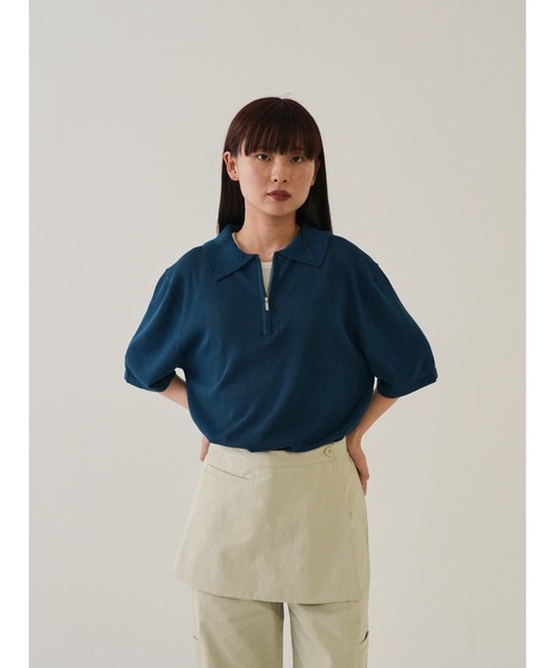 セール】ハーフジップ ニットポロ 半袖（ポロシャツ）｜Bargiee