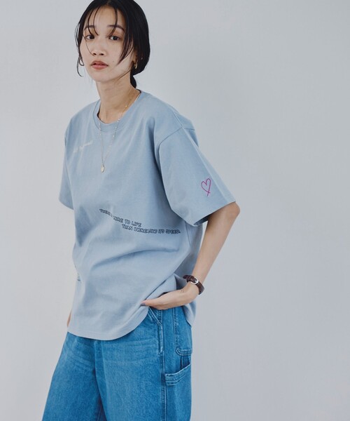 coen(コーエン)の「天竺ミックスロゴTシャツ(Tシャツ/カットソー・レディース・ライトブルー/ダークグレー・M/L)」の1枚目の写真