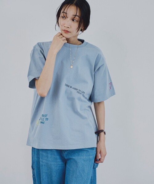 coen(コーエン)の「天竺ミックスロゴTシャツ(Tシャツ/カットソー・レディース・ライトブルー/ダークグレー・M/L)」の3枚目の写真