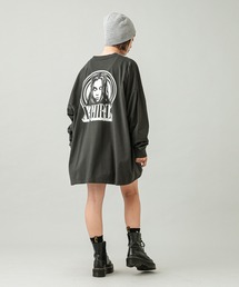 X-girl | CIRCLE BACKGROUND FACE LOGO L/S BIG TEE DRESS(ワンピース)