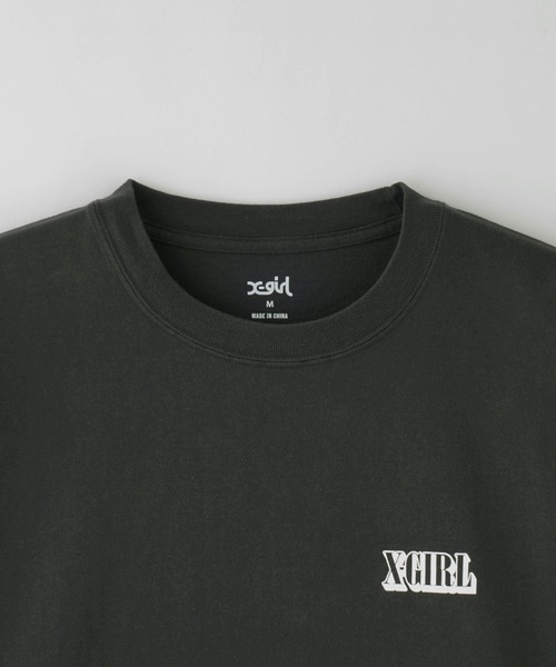 X-girl（エックスガール）の「CIRCLE BACKGROUND FACE LOGO L/S BIG TEE DRESS（ワンピース・レディース・チャコール/ホワイト・S/M）」の5枚目の写真