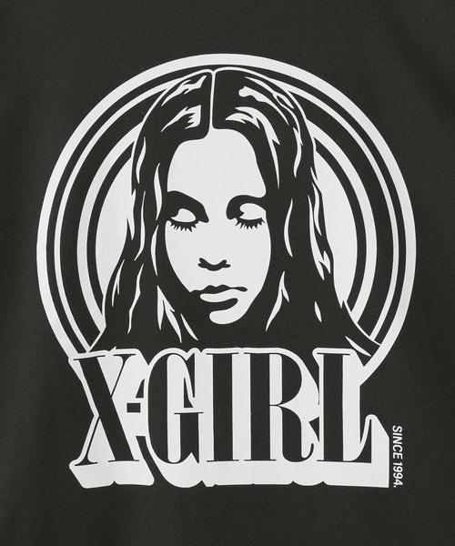 X-girl（エックスガール）の「CIRCLE BACKGROUND FACE LOGO L/S BIG TEE DRESS（ワンピース・レディース・チャコール/ホワイト・S/M）」の9枚目の写真