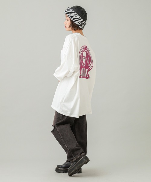 X-girl（エックスガール）の「CIRCLE BACKGROUND FACE LOGO L/S
