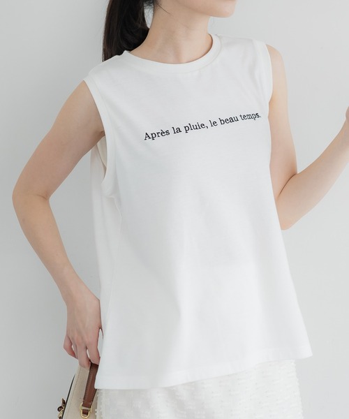 tシャツ JAPAN LIMITED” ワンポイント 刺繍 ノースリーブ Tシャツ レディース JAPAN LIMITED' ワンポイント 刺繍 ノースリーブ Tシャツ（T