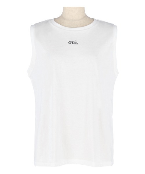 COEL◆半袖カットソー/FREE/コットン/WHT/182305029 ワンポイント刺繍ノースリーブTシャツ（Tシャツ/カットソー