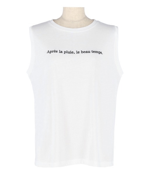 COEL◆半袖カットソー/FREE/コットン/WHT/182305029 ワンポイント刺繍ノースリーブTシャツ（Tシャツ/カットソー