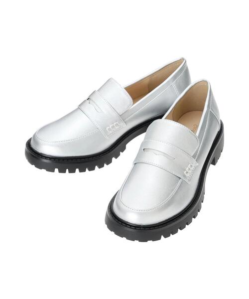 Samansa Mos2 blue（サマンサモスモスブルー）の「【ふっくらクッション】厚底ローファー（ドレスシューズ・レディース・ブラック/シルバー・L/M）」の5枚目の写真