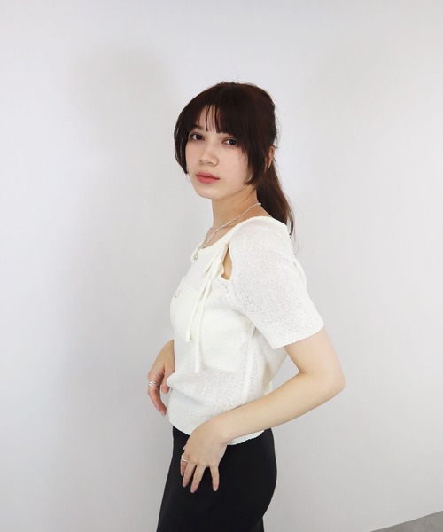 セール】カットオフサマーニット／cutoff summer knit 半袖 クルー