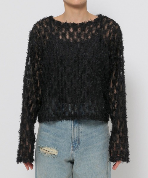 LOWRYS FARM（ローリーズファーム）の「フェザーチュールＬＳ 143653（Tシャツ/カットソー・レディース・グレー/ブラック/ホワイト・FREE）」の8枚目の写真