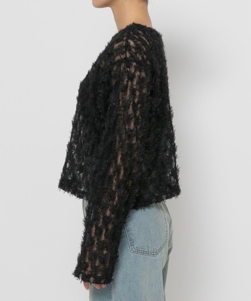 LOWRYS FARM（ローリーズファーム）の「フェザーチュールＬＳ 143653（Tシャツ/カットソー・レディース・グレー/ブラック/ホワイト・FREE）」の9枚目の写真