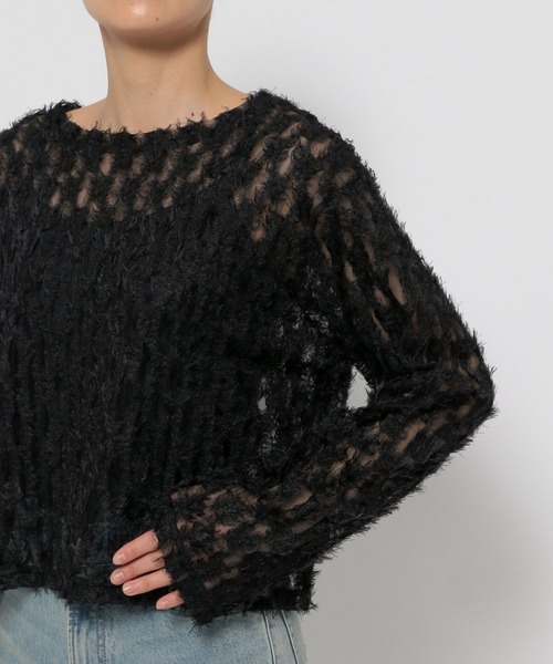 LOWRYS FARM（ローリーズファーム）の「フェザーチュールＬＳ 143653（Tシャツ/カットソー・レディース・グレー/ブラック/ホワイト・FREE）」の12枚目の写真