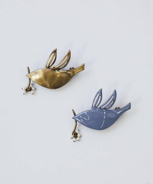 LOISIR（ロワズィール）の「種を運ぶBIRDブローチ（ブローチ/コサージュ・レディース・ゴールド/ブルーグレー・FREE）」の9枚目の写真