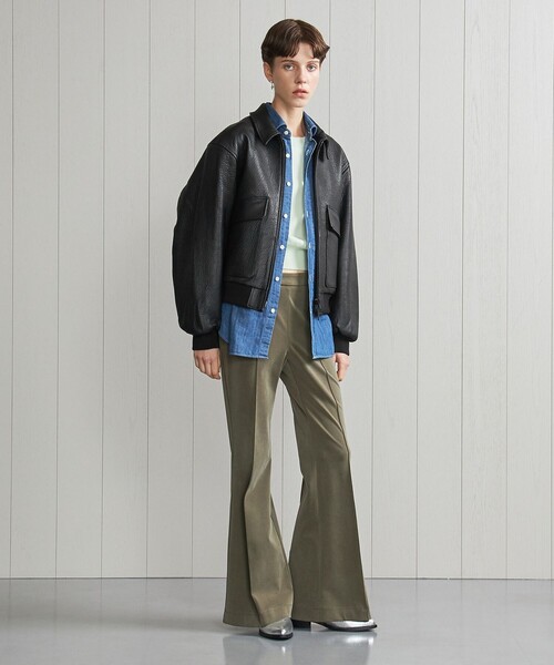 BEAUTY&YOUTH UNITED ARROWS（ビューティーアンドユースユナイテッドアローズ）の「＜H＞シュリンクレザーブルゾン（ミリタリージャケット・レディース・ブラック・M/S）」の3枚目の写真