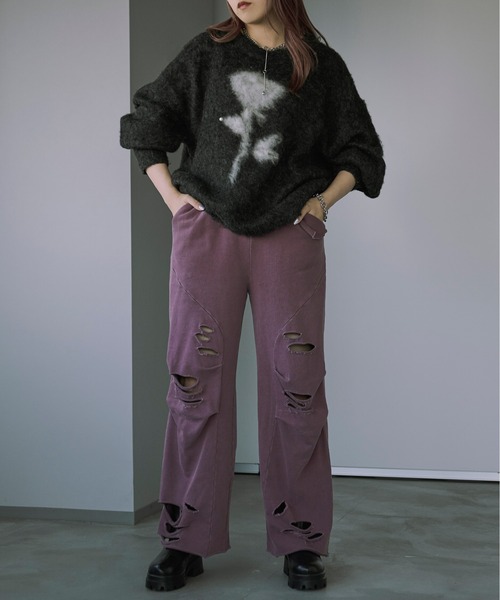 Ezick（エジック）の「Overdyeダメージスウェットパンツ（スウェット