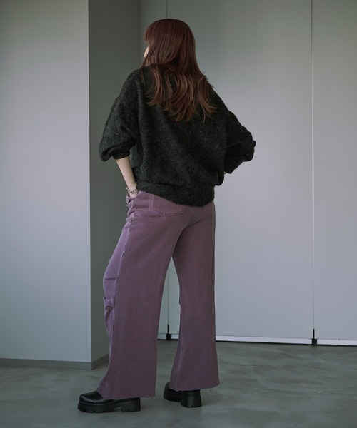 Ezick（エジック）の「Overdyeダメージスウェットパンツ（スウェットパンツ・レディース・スモークピンク/ブラック・M/S）」の7枚目の写真