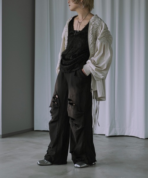 Ezick（エジック）の「Overdyeダメージスウェットパンツ（スウェットパンツ・レディース・スモークピンク/ブラック・M/S）」の14枚目の写真