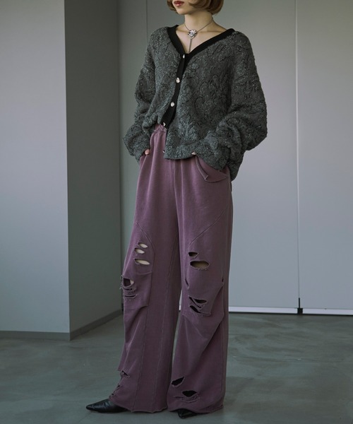 Ezick（エジック）の「Overdyeダメージスウェットパンツ（スウェットパンツ・レディース・スモークピンク/ブラック・M/S）」の16枚目の写真