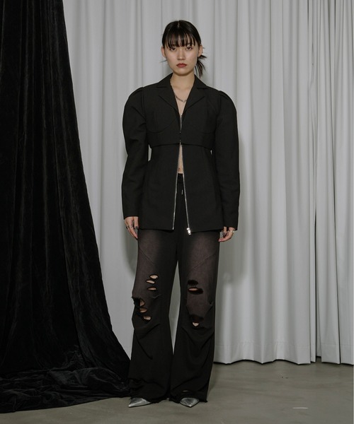 Ezick（エジック）の「Overdyeダメージスウェットパンツ（スウェットパンツ・レディース・スモークピンク/ブラック・M/S）」の19枚目の写真