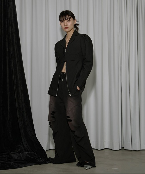 Ezick（エジック）の「Overdyeダメージスウェットパンツ（スウェットパンツ・レディース・スモークピンク/ブラック・M/S）」の20枚目の写真