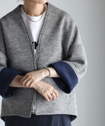 ＆HALF（アンドハーフ）の「バイカラーボンディングニットジャケット（ブルゾン）」