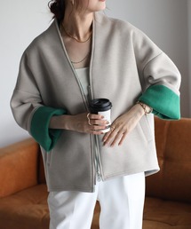 ＆HALF（アンドハーフ）の「バイカラーボンディングニットジャケット（ブルゾン）」