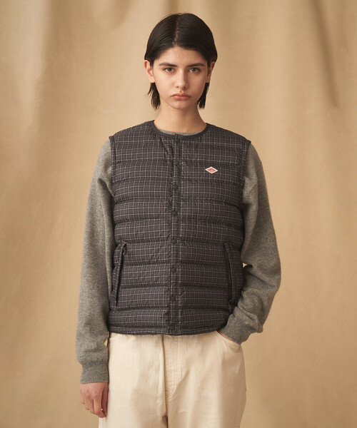DANTON（ダントン）の「WOMEN'S CREWNECK INNER DOWN VEST PLAID（ブルゾン・レディース・グレー系その他2/ベージュ系その他/グレー系その他・M/S/XS）」の5枚目の写真