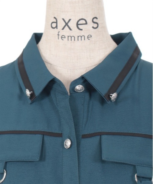 axes femme(アクシーズファム)の「ミリタリー風シャツワンピース(ワンピース・レディース・ブルーグリーン/モカ/ワイン・FREE)」の10枚目の写真