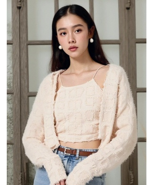 fifth(フィフス)の「フリンジチェックビスチェ(キャミソール・レディース・アイボリー/ブラック・M)」の2枚目の写真