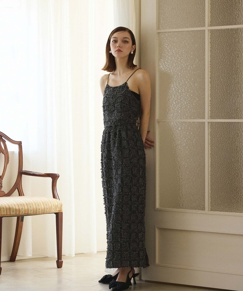 fifth(フィフス)の「フリンジチェックビスチェ(キャミソール・レディース・アイボリー/ブラック・M)」の6枚目の写真