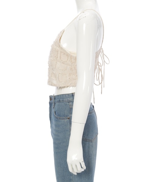 fifth(フィフス)の「フリンジチェックビスチェ(キャミソール・レディース・アイボリー/ブラック・M)」の12枚目の写真