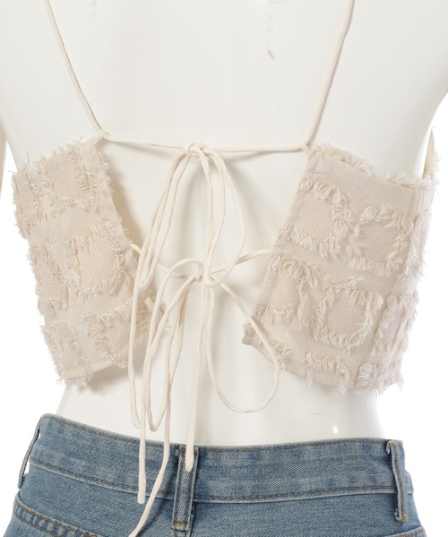 fifth(フィフス)の「フリンジチェックビスチェ(キャミソール・レディース・アイボリー/ブラック・M)」の16枚目の写真