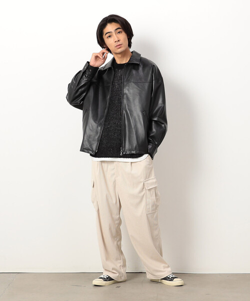 Purple&Yellow（パープルアンドイエロー）の「シアーニット×長袖Ｔシャツセット（ニット/セーター・メンズ・ミント/ブラック・SMALL/MEDIUM/LARGE）」の4枚目の写真