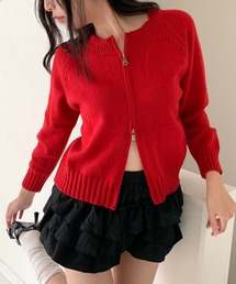 ダブルジップニットカーディガン