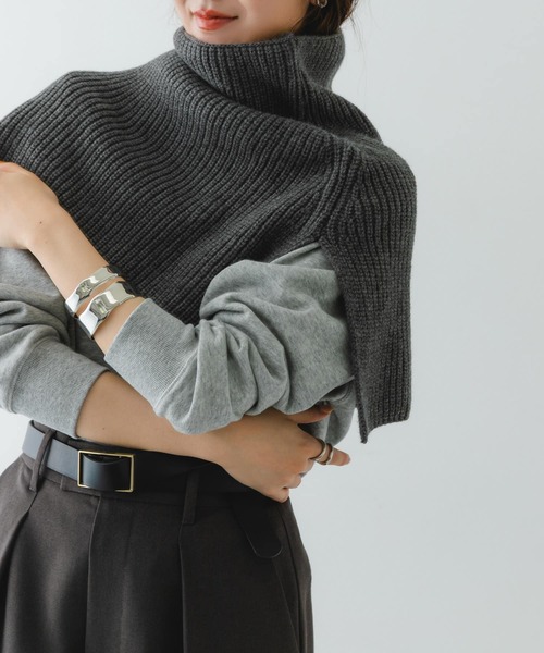 RODE SKO（ロデスコ）の「リブネックウォーマー（ネックウォーマー/スヌード・レディース・グレー/ベージュ・ONE）」の2枚目の写真