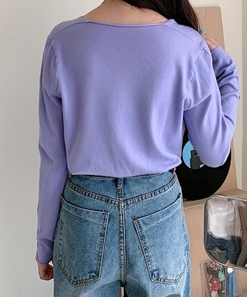 Miniministore（ミニミニストア）の「Vネック ニットトップス レディース（シャツ/ブラウス・レディース・ホワイト/ベージュ/ブルー/イエロー/ラベンダー/ブラック・FREE）」の19枚目の写真