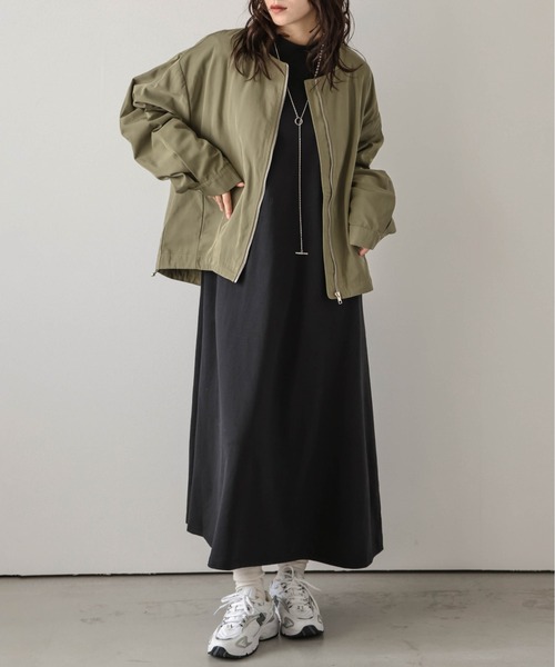 La-gemme(ラジェム)の「モックネックAラインワンピース(ワンピース・レディース・チャコールグレー/ブラック/ライトグレー/ブルー系その他・フリー)」の8枚目の写真