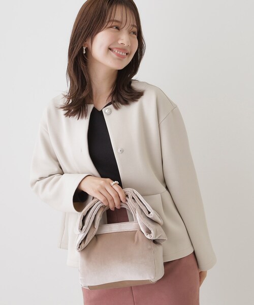 couture brooch（クチュールブローチ）の「◆リボンハンドバッグ（ハンドバッグ・レディース・アイボリー/チャコールグレー・00）」の12枚目の写真