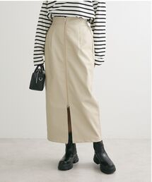 ・ELENCARE　DUE合成皮革W-ZIPスカート