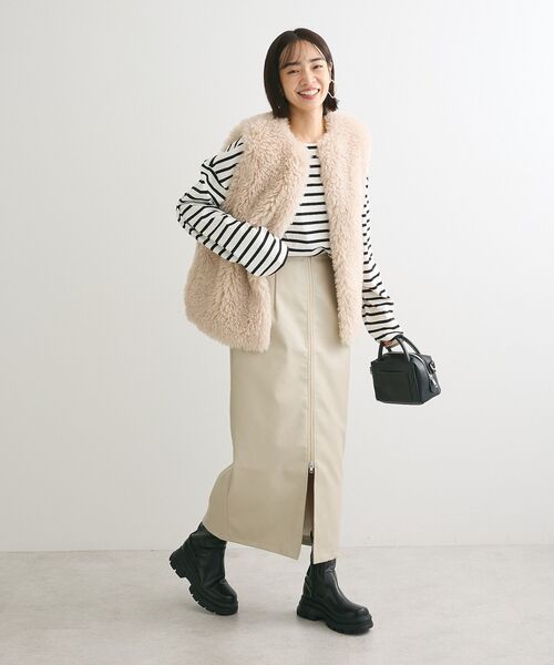 ELENCARE DUE（エレンカーレデュエ）の「・ELENCARE　DUE合成皮革W-ZIPスカート（スカート・レディース・アイボリー/ブラック・FREE）」の8枚目の写真