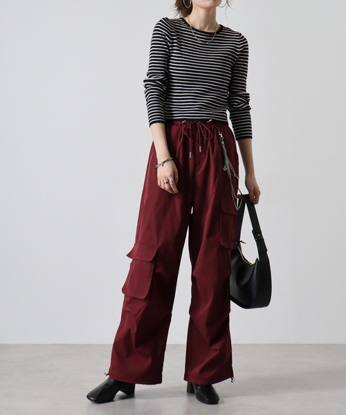 セール】.works チェーン・ワッペン付アシメトリーカーゴポケ