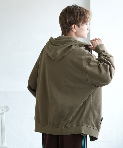 SIDEWAY STANCE（サイドウェイスタンス）の「【SIDEWAY STANCE】ピグメント 刺しゅうデザイン スウェット ジップパーカー（パーカー・メンズ・ブラック/ブラウン系/ブラウン/ブラック系・SMALL/MEDIUM/LARGE/X-LARGE）」の10枚目の写真