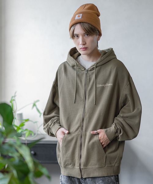 SIDEWAY STANCE（サイドウェイスタンス）の「【SIDEWAY STANCE】ピグメント 刺しゅうデザイン スウェット ジップパーカー（パーカー・メンズ・ブラック/ブラウン系/ブラウン/ブラック系・SMALL/MEDIUM/LARGE/X-LARGE）」の20枚目の写真