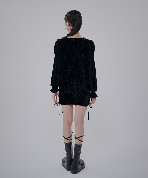 favclo.(ファブクロ)の「String Velor Mini dress / ストリングベロアミニドレス(ワンピース・レディース・カーキ/ブラック・MEDIUM/SMALL)」の11枚目の写真