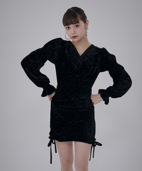 favclo.(ファブクロ)の「String Velor Mini dress / ストリングベロアミニドレス(ワンピース・レディース・カーキ/ブラック・MEDIUM/SMALL)」の15枚目の写真